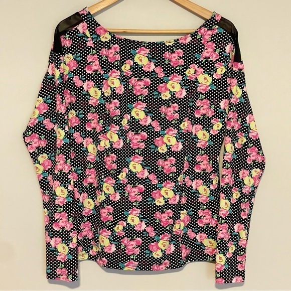 Betsey Johnson Polka Dot Floral Princess Cut Top - Picture 3 of 7